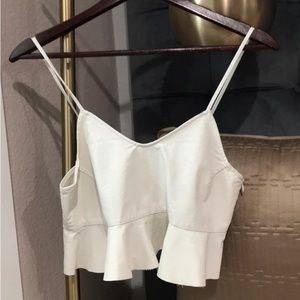 ZARA cream faux leather crop top